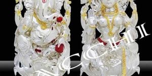 Shining Silver Plated Lakshmi Ganesha Idols