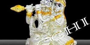 Shining Silver Plated Radha Krishna Idols