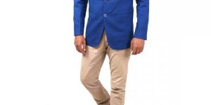 Cobalt Blue Hand Woven Solid Pashmina Coat