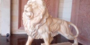 Engraved Marble Lion Piece