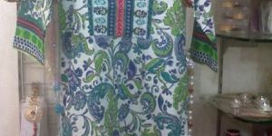 Blue Printed Cotton Kurtis
