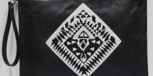 Ladies Leather Embroidered Clutch