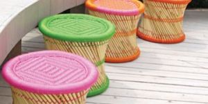 Coloured Bamboo Stool