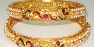 Designer Gold Polished Kada Set