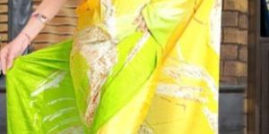 Yellow ,green Color Pretty Saree