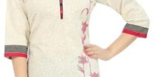 Simple Sizzles Off-White Cotton Short Tunic for Women