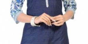 the Blue White Cotton Craze Long Tunic for Women