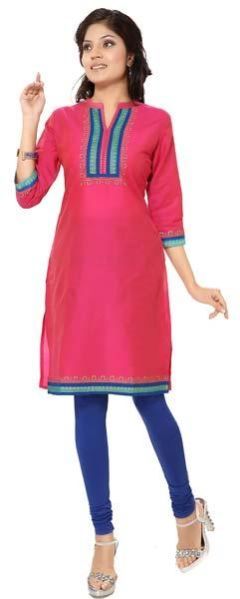 the Simple Look Hot Pink Casual Tunic in Cotton