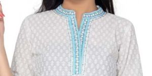 The Simply Statement White-Blue Cotton Kurta