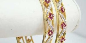Diamond Studded Gold Bangles