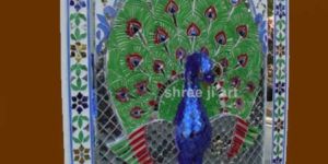 Glass Inlay Work on Wood Casted Peacock