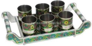 Meenakari Glass Serving Tray