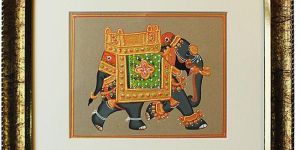 Elephant Embossed Handpainted Paper Wall Frame