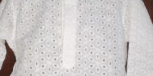 Kids Kurta in Schiffli Embroidery Fabric