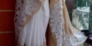Ladies Party Wear White Sarees