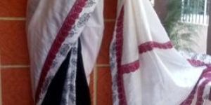 Ladies Raw Silk Bottom Print Sarees