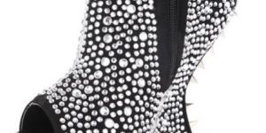 Chic Rivet Rhinestone Sheepskin Peep Toe Ladies Wedge Shoes