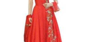 New Latest Heavy Fancy Silk Red Long Dress Gown