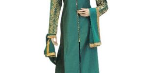 Silk Green Long Jacket Style Suit, Silk Green Bottom