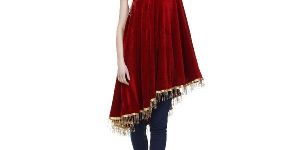 Ladies Red Poncho Tops