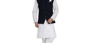 Mens Quilted Blue Nehru Jackets