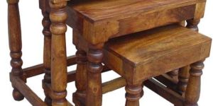 Wooden Round Leg Table Set