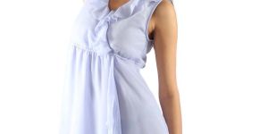 White Georgette Ruffle Dress