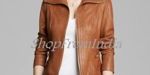 Custom Made Women Lamb Brown Leather Jacket