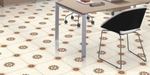 White Glossy Print Floor Tiles