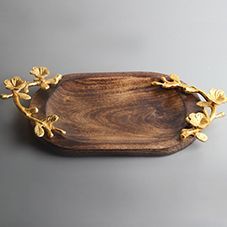 Hand Carved Round Wooden Serveware