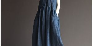 Blue Linen Regula Wear Women Dress