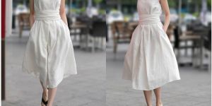 Womens Regular Wear White Dress