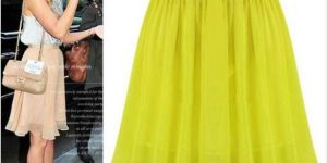 Yellow Chiffon Regular Wear Women Skirt