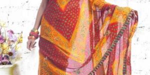 Navtatri Special Bandhani Printed Embroidered Saree
