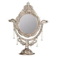 White Metal Mirror with Stand