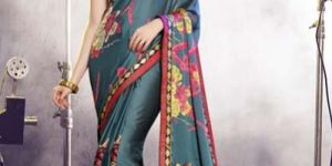 Trendy Embroidery Printed Saree