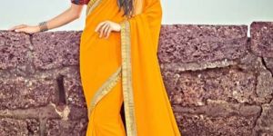 Yellow Floral Print Saree