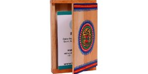 Wooden Warli Painted Visiting Card Holder