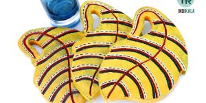 Yellow Leaf Shaped Coasters(Set of 3)