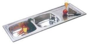 Stainless Steel Double Bowl Sink with Drain Board