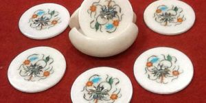 Marble Inlay Tea Coaster Set