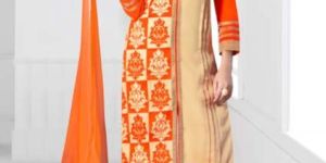 Orange Party Wear Dress Material