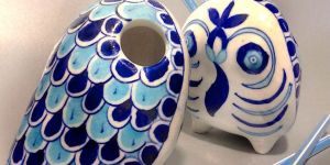 Blue Pottery Pen Holder