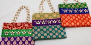 Bead Handle Silk Hand Bags