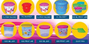 plastic buckets etc.