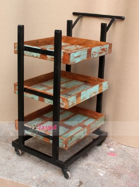 IRON RECLAIMED WOOD TROLLEY