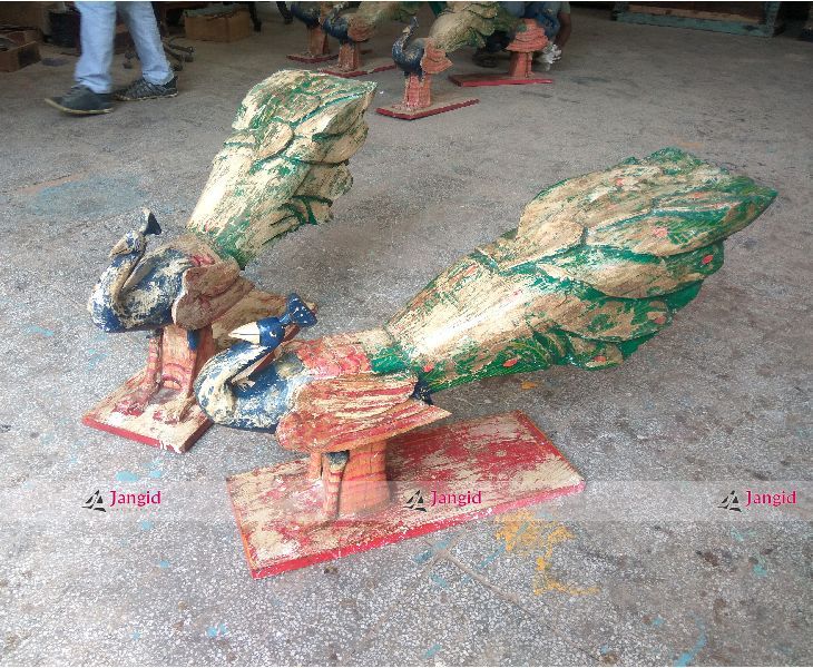 WOODEN HANDCARVED PEACOCK