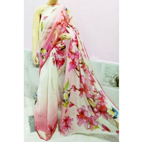Digital Print Linen Saree 01