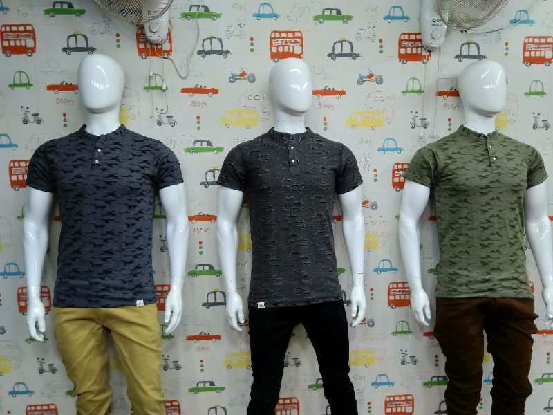 Mens Printed Henley Neck T-Shirts 02