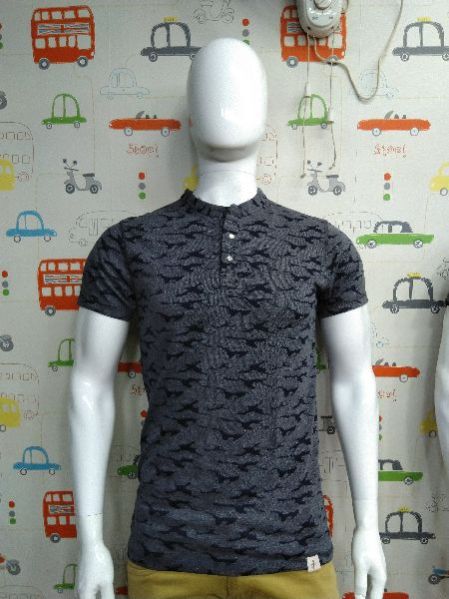 Mens Printed Henley Neck T-Shirts 03